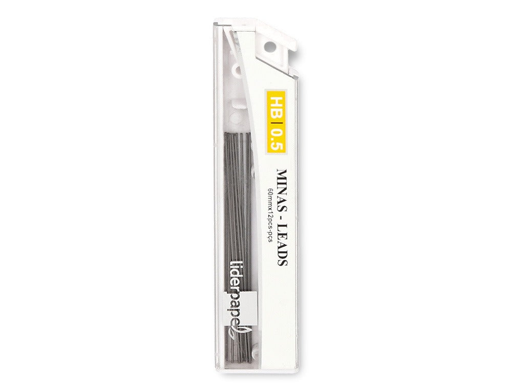 Minas liderpapel grafito 0,5 mm hb tubo de 12 minas longitud 60 mm.