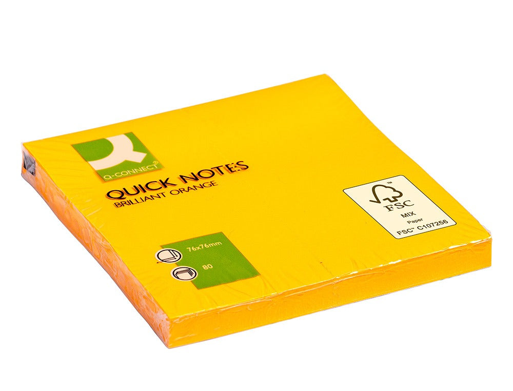 Bloc de notas adhesivas quita y pon q-connect 76x76 mm 80 hojas.