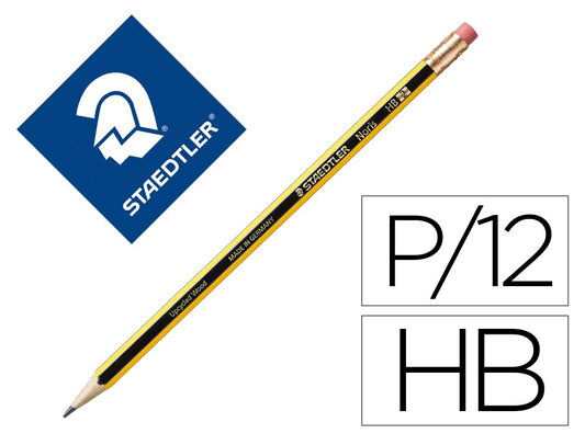 Lápiz de grafito staedtler noris n.2 hb con goma de borrar