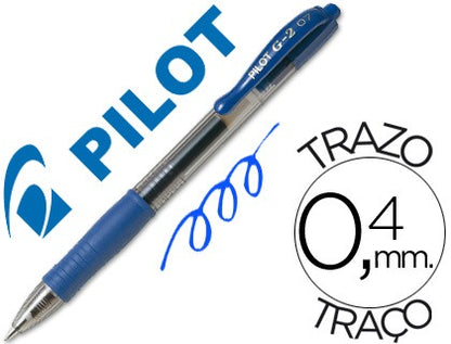 Bolígrafo Pilot g-2 tinta gel retráctil sujeción de caucho.