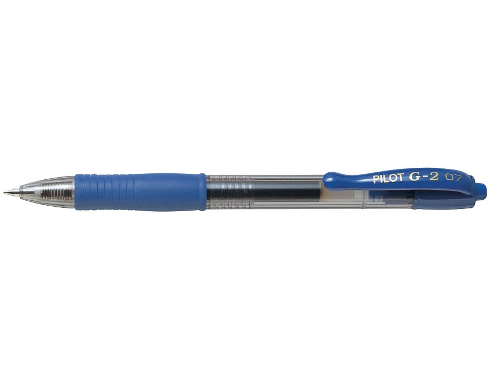 Bolígrafo Pilot g-2 tinta gel retráctil sujeción de caucho.